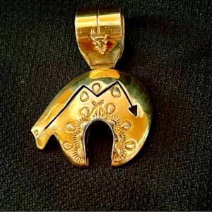 Southwestern Native American Gold plated Bear Pendant